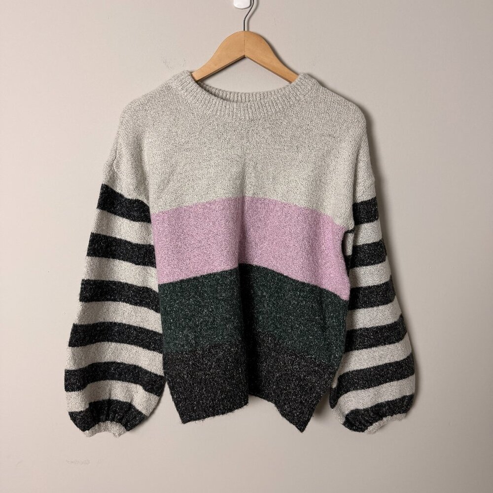 2/$30 Tularosa Striped Pink Gray Sweater Small